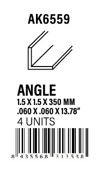 STYRENE STRIP - Angle 1.50 x 1.50 x 350mm