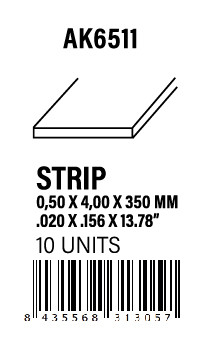 STYRENE STRIP - Strips 0.50 x 4.00 x 350mm
