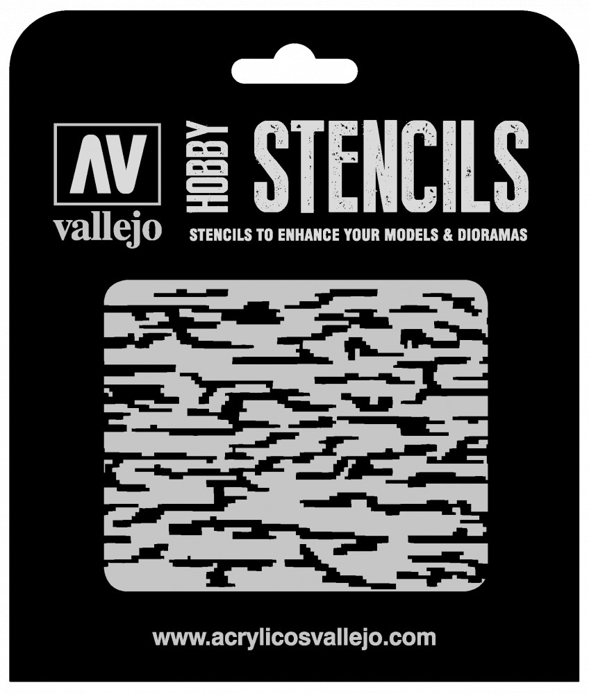 ST-CAM004 Vallejo Stencils - Pixelated Modern Camo
