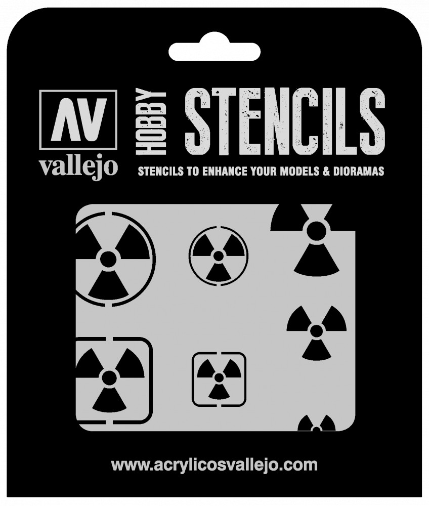 ST-SF005 Vallejo Stencils - Radioactivity Signs