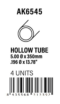 STYRENE STRIP - Hollow tube 5.00dx350mm (W.T. 0,7mm)