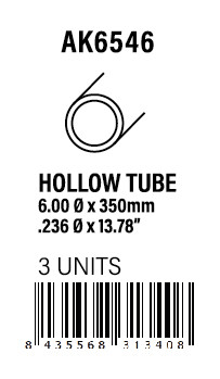 STYRENE STRIP - Hollow tube 6.00dx350mm (W.T. 0,7mm)