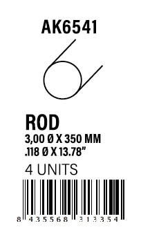 STYRENE STRIP - Rod 3.00 diameter x 350mm
