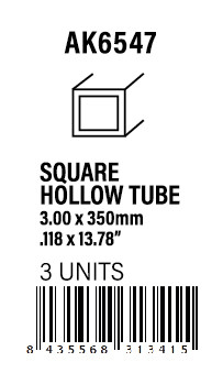 STYRENE STRIP - Square hollow tube 3.00x350mm(0,7mm)