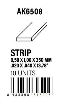 STYRENE STRIP - Strips 0.50 x 1.00 x 350mm