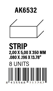 STYRENE STRIP - Strips 2.00 x 5.00 x 350mm