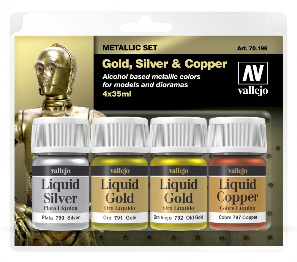 70199 Liquid Gold - Gold, Silver & Copper Paint set