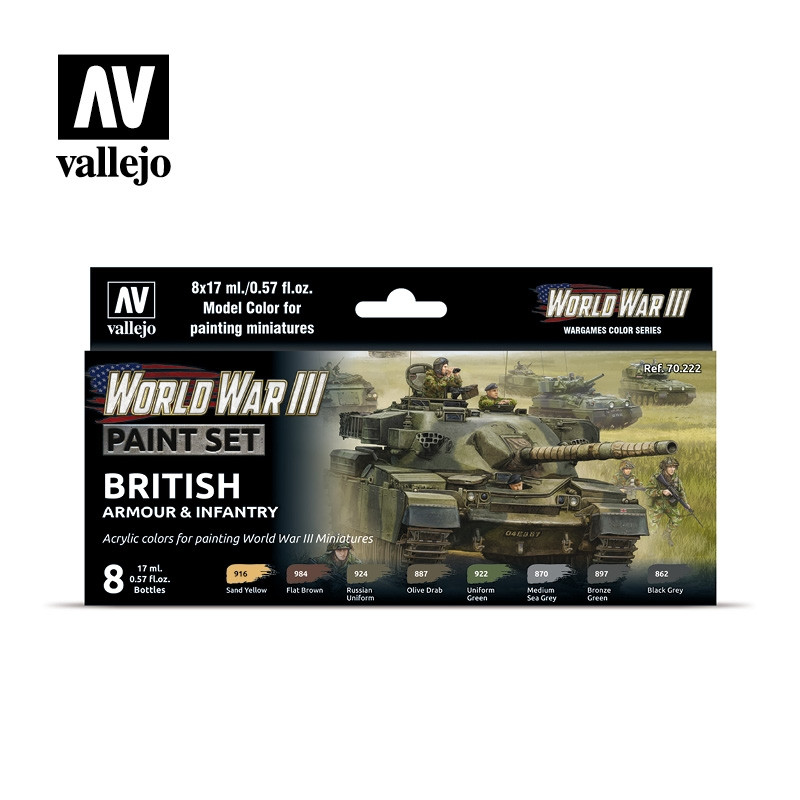 70222 Model Color - WWII British Armour & Infantry Paint set Old