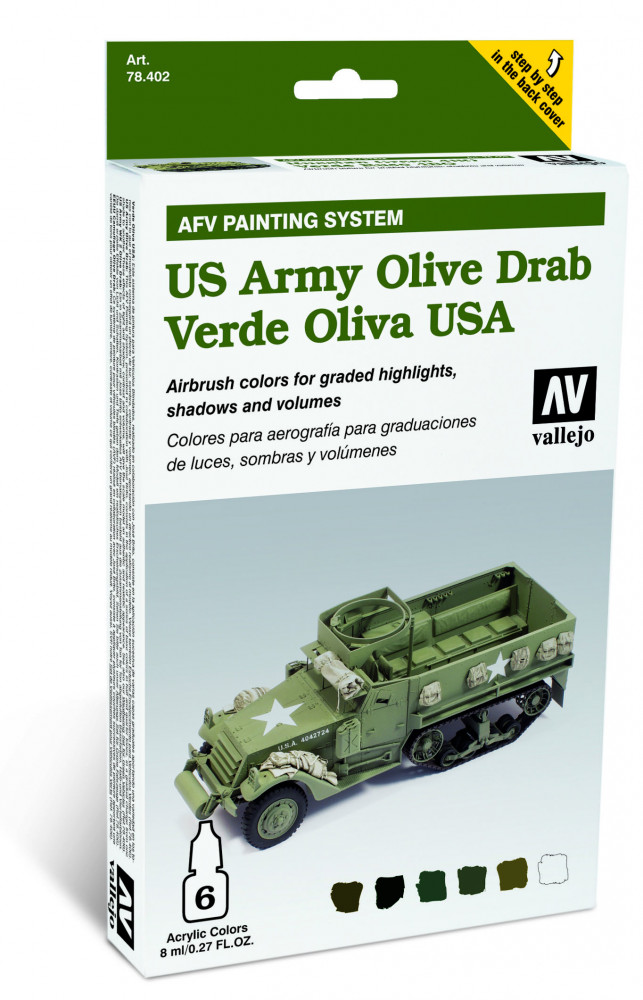 78402 Model Air - AFV US Army Olive Drab Armour Painting System Paint set