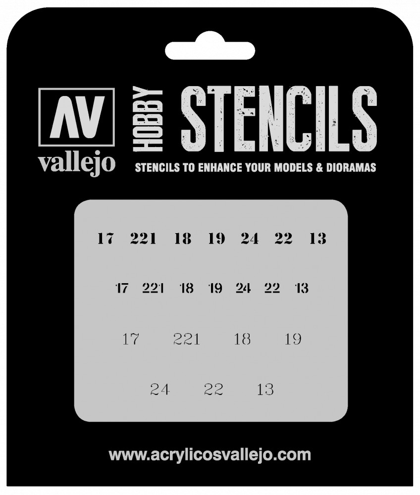 ST-AFV003 Vallejo Stencils - Soviet Numbers WWII