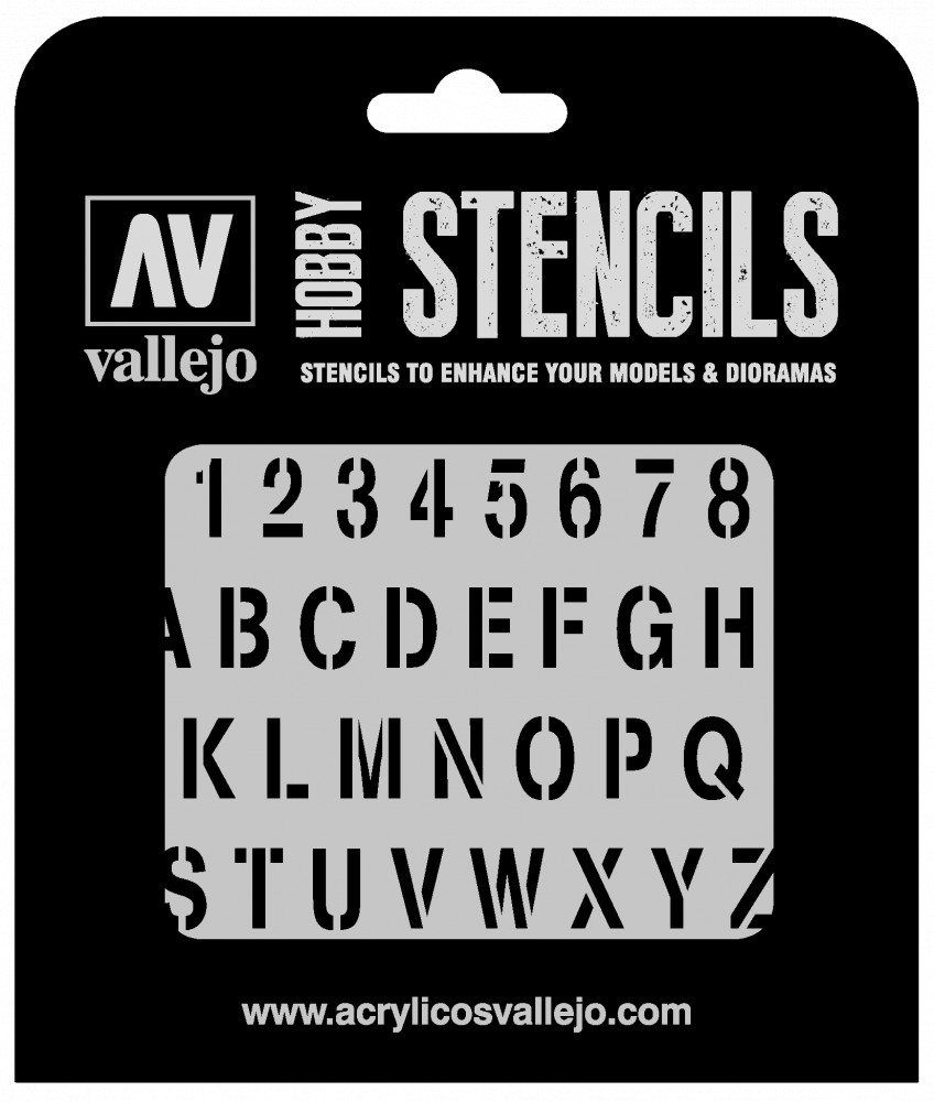 ST-LET002 Vallejo Stencils - Stamp Font