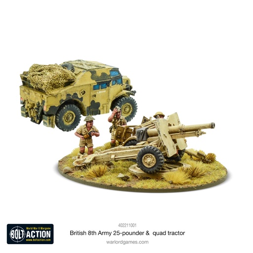[402211001] 8th Army 25 Pounder Light Artillery, Quad Tractor & Limber