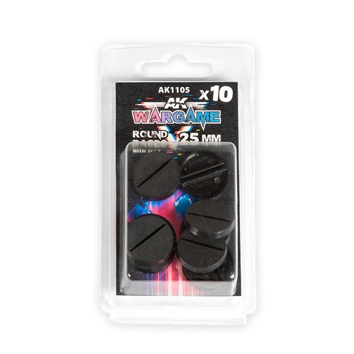 [AK1105] Accesories - PLASTIC WARGAME BASES. ROUND BASE WITH LIP 25mm