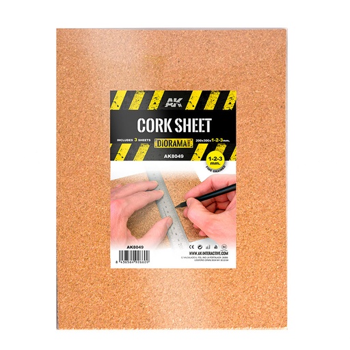 [AK8049] Building material - CORK SHEETS-FINE GRAINED-200x300x1-2-3mm(3 SHEETS)