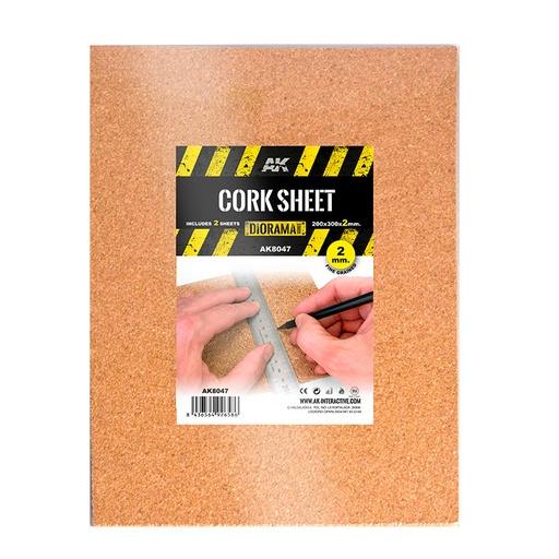[AK8047] Building material - CORK SHEETS -FINE GRAINED-200x300x2mm (2 SHEETS)