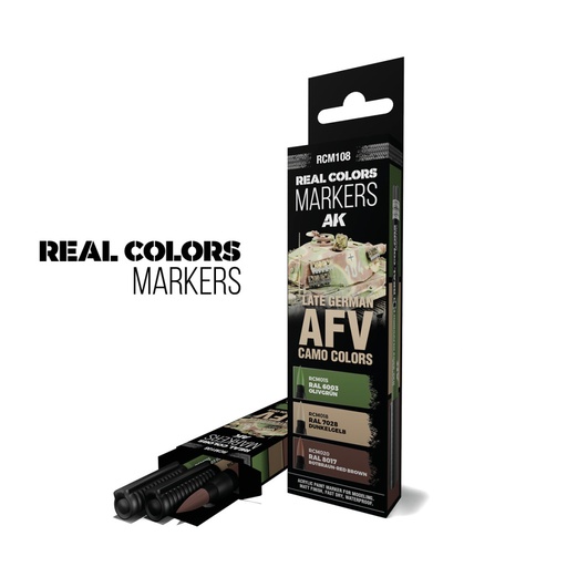 [RCM108] LATE GERMAN AFV CAMO COLORS - SET 3 REAL COLORS MARKERS