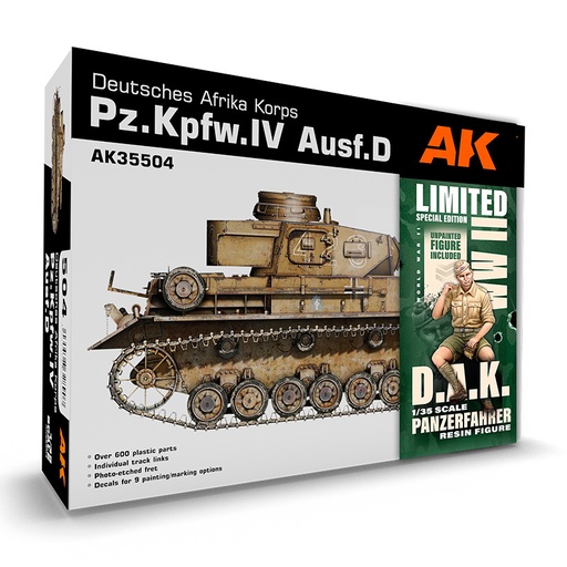 [AK35504-A] PZ.KPFW.IV AUSF.D AFRIKA KORPS+DAK PANZERFAHRER 1/35