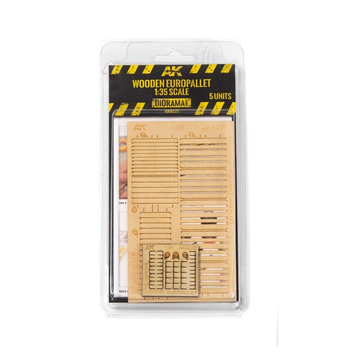 [AK8227] Realistic Accesories - LASER CUT WOODEN EUROPALLET 1:35. 5 UNITS