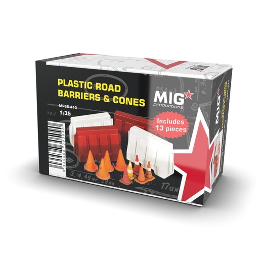 [MP35-413] Resins - PLASTIC ROAD BARRIERS & CONES 1:35