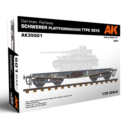 [AK35501] Scale Models - GERMAN RAILWAY SCHWERER PLATTFORMWAGEN TYME SSYS 1/35