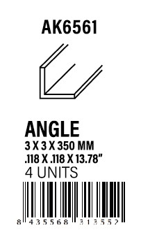 [AK6561] STYRENE STRIP - Angle 3.00 x 3.00 x 350mm