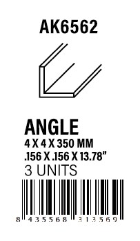 [AK6562] STYRENE STRIP - Angle 4.00 x 4.00 x 350mm