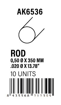 [AK6536] STYRENE STRIP - Rod 0.50 diameter x 350mm