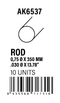 [AK6537] STYRENE STRIP - Rod 0.75 diameter x 350mm