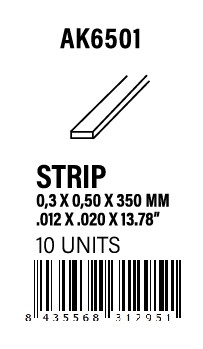 [AK6501] STYRENE STRIP - Strips 0.30 x 0.50 x 350mm