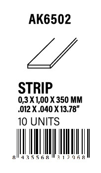 [AK6502] STYRENE STRIP - Strips 0.30 x 1.00 x 350mm
