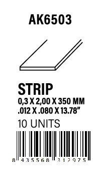 [AK6503] STYRENE STRIP - Strips 0.30 x 2.00 x 350mm