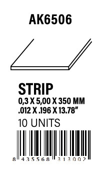 [AK6506] STYRENE STRIP - Strips 0.30 x 5.00 x 350mm