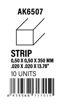 [AK6507] STYRENE STRIP - Strips 0.50 x 0.50 x 350mm