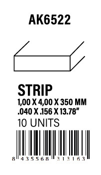[AK6522] STYRENE STRIP - Strips 1.00 x 4.00 x 350mm