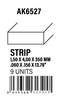 [AK6527] STYRENE STRIP - Strips 1.50 x 4.00 x 350mm