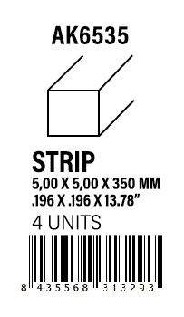 [AK6535] STYRENE STRIP - Strips 5.00 x 5.00 x 350mm