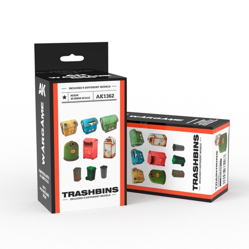 [AK1362] TRASHBINS SCENOGRAPHY WARGAME SET (30-35MM)