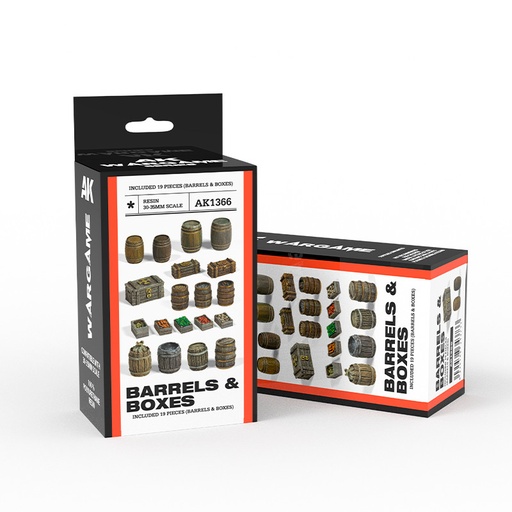 [AK1366] Wargame - Barrels & Boxes  Wargame Set (Resin 30-35mm)