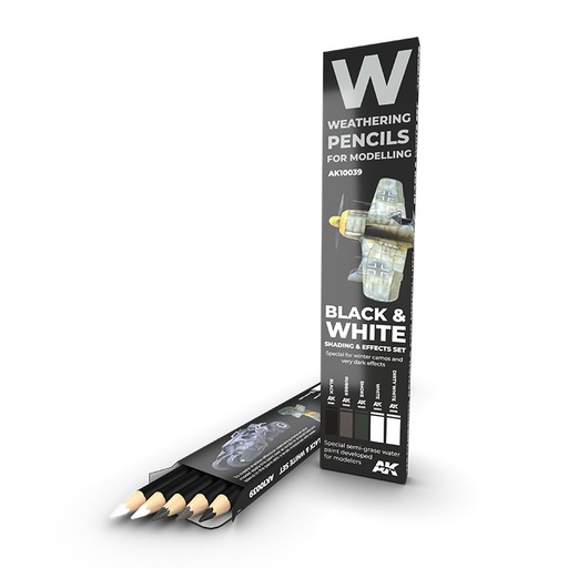 [AK10039] Weathering pencils - WATERCOLOR PENCIL SET BLACK AND WHITE