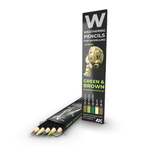 [AK10040] Weathering pencils - WATERCOLOR PENCIL SET GREEN AND BROWN CAMOUFLAGES