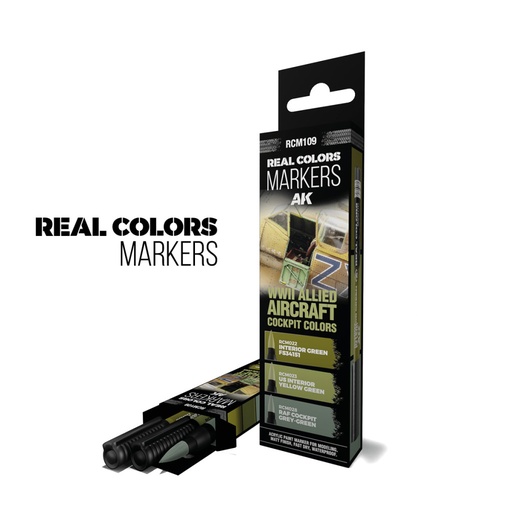 [RCM109] WWII ALLIED AIRCRAFT COCKPIT COLORS - SET 3 REAL COLORS MARKERS