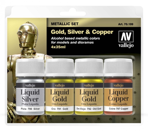 [70199] 70199 Liquid Gold - Gold, Silver & Copper Paint set