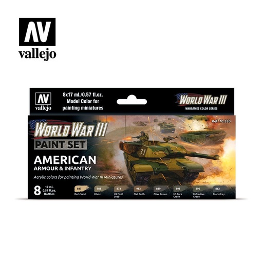 [70220] 70220 Model Color - WWII American Armour & Infantry Paint set Old