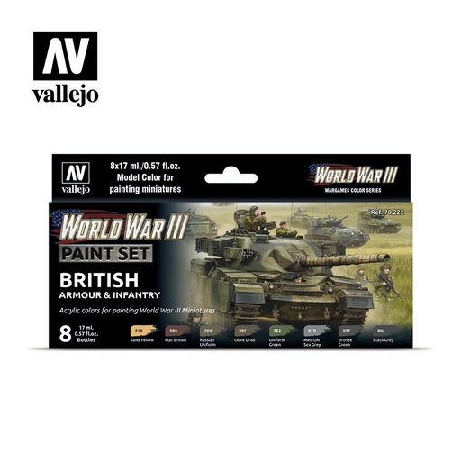 [70222] 70222 Model Color - WWII British Armour & Infantry Paint set Old