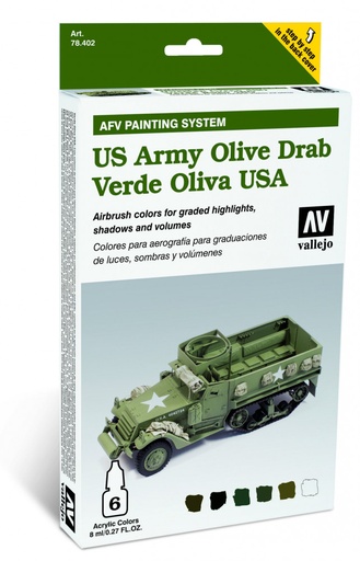 [78402] 78402 Model Air - AFV US Army Olive Drab Armour Painting System Paint set