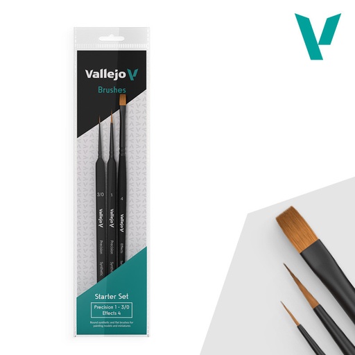 [B03990] B03990 Brush Set - Starter Set (Round No.1 & 3/0 Triangular Handle, Flat No.4, synthetics)