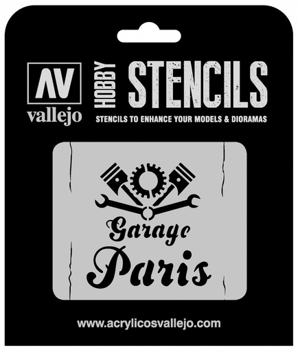 [ST-LET001] ST-LET001 Vallejo Stencils - Vintage Garage Sign