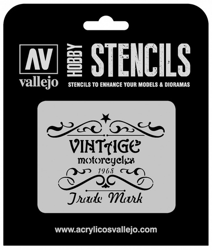 [ST-LET005] ST-LET005 Vallejo Stencils - Vintage Motorcycles Sign