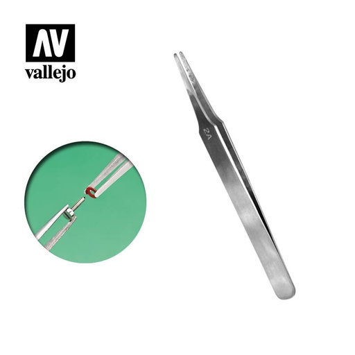 [T12007] T12007 Tools - Flat Rounded Stainless Steel Tweezers