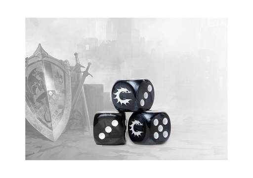 [PBW6567] Conquest Logo on Dark Grey Marbled Dice - 24 per pack
